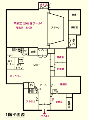 本郷ふれあいセンター1階平面図