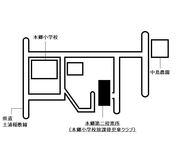 本郷第二投票所までの簡易地図