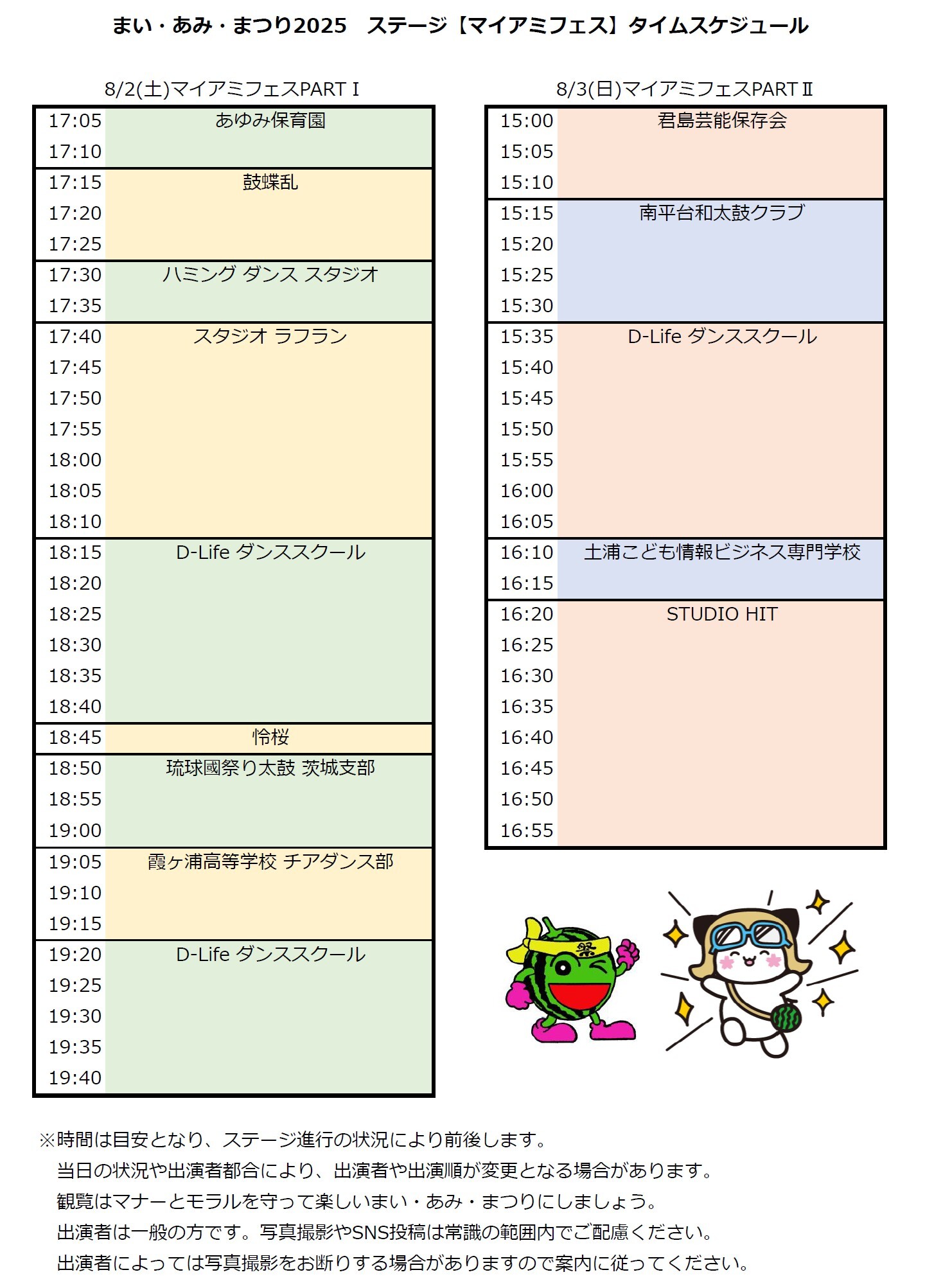 ステージ【マイアミフェス】タイムスケジュール